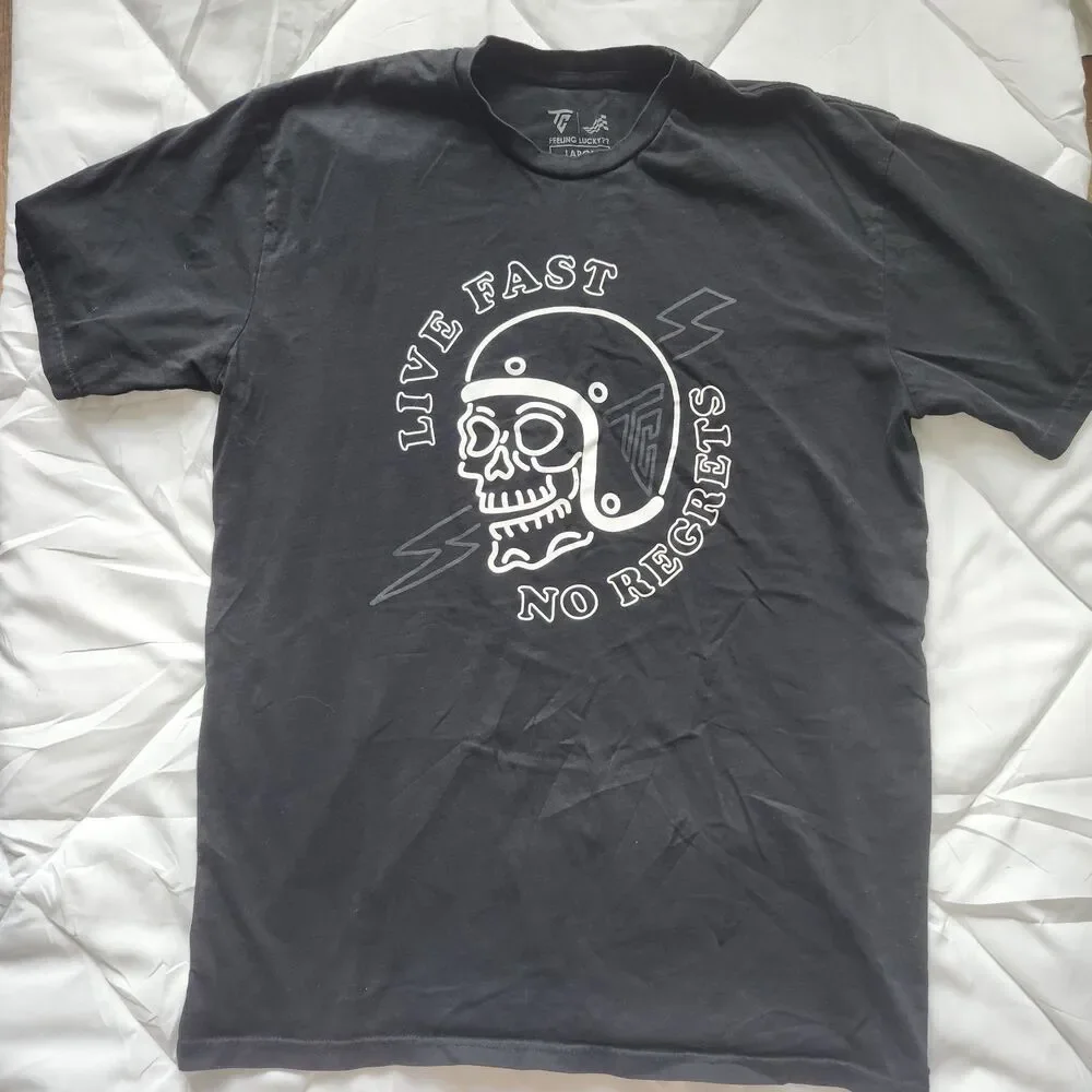 Tuner Cult Men's Black Live Fast No Regrets Graphic T-Shirt Size L